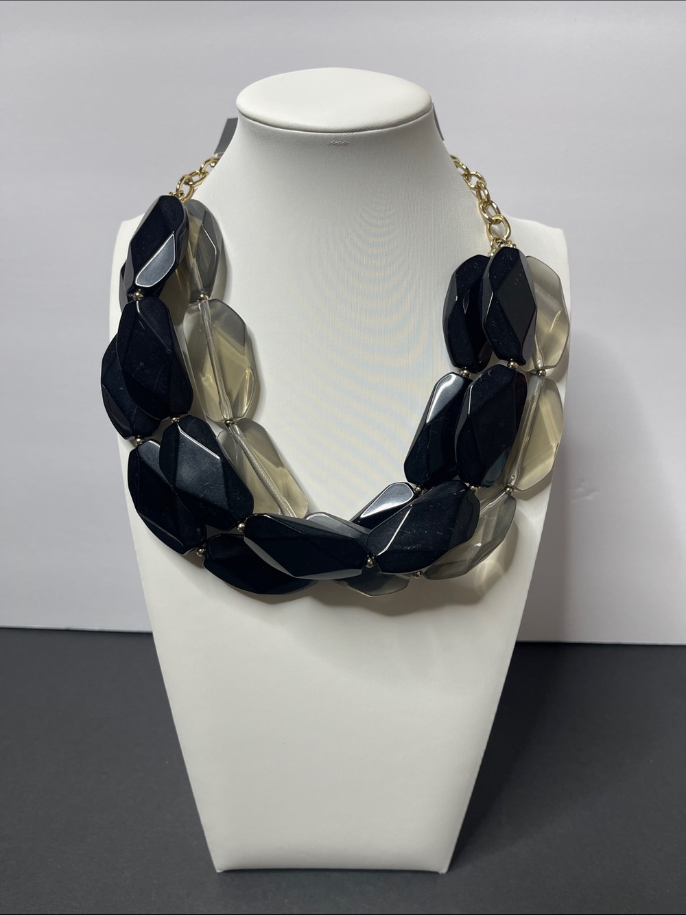 JCPenney Multi-Strand Black and Smoke Faceted Statement Necklace